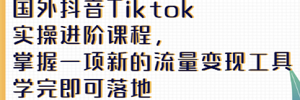 国外抖音Tiktok进阶课程,掌握一项新的流量变现工具,学完即可落地