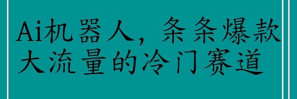 Ai机器人,大流量的冷门赛道,条条爆款